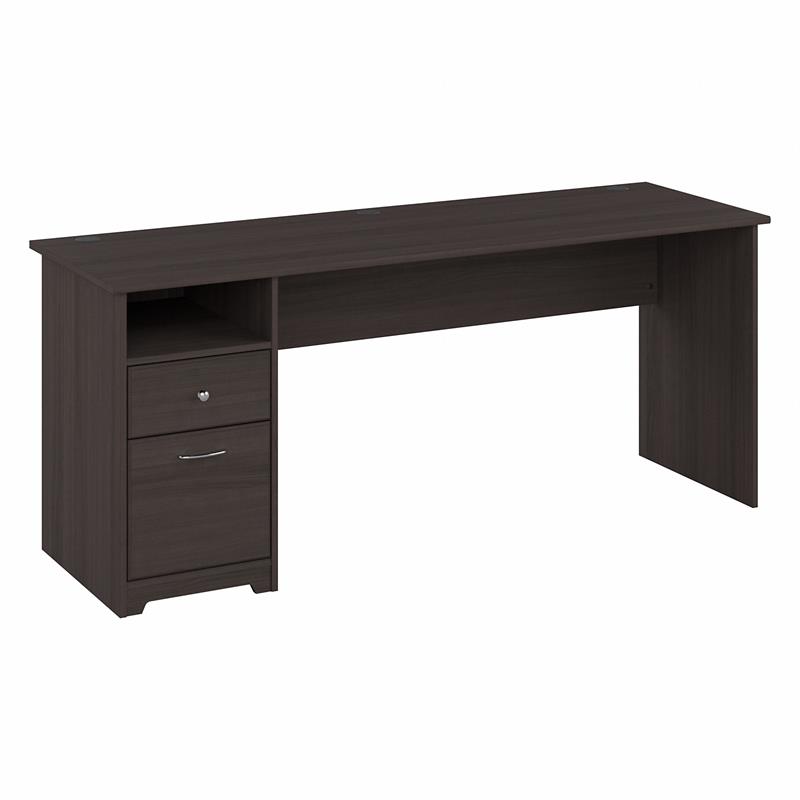 Maklaine Engineered Wood 72W Computer Desk with Drawers in Heather Gray