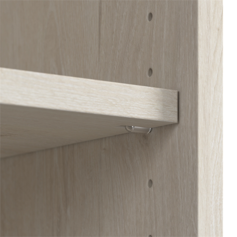 Maklaine Engineered Wood Lateral File Cabinet with Shelves in Linen White Oak