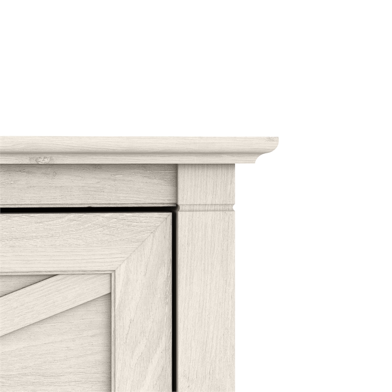 Maklaine Engineered Wood Tall Storage Cabinet with Doors in Linen White Oak
