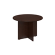 Maklaine Round Conference Table with Wood Base in Mocha Cherry