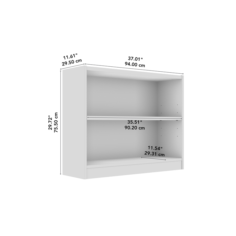 Maklaine Engineered Wood Universal Small 2 Shelf Bookcase in Platinum Gray