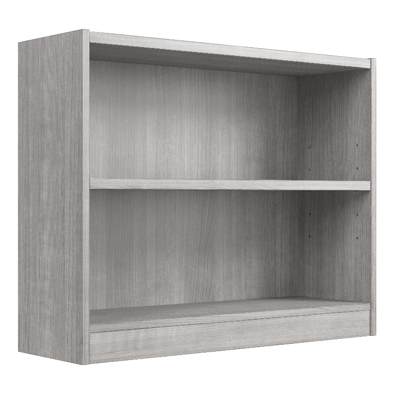 Maklaine Engineered Wood Universal Small 2 Shelf Bookcase in Platinum Gray