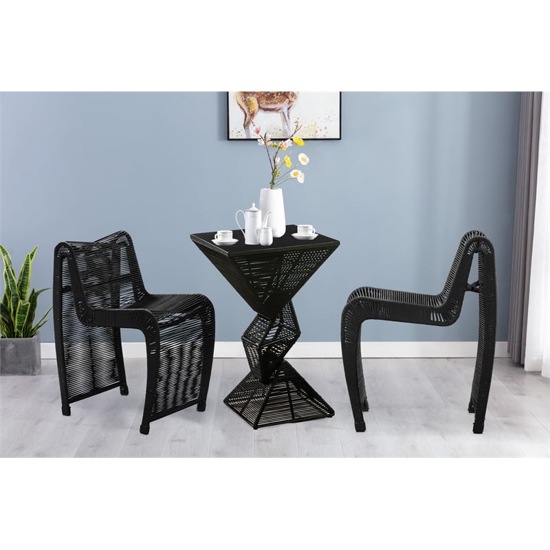 Maklaine Coastal Rope Counter Stool in Black Finish Set of 2