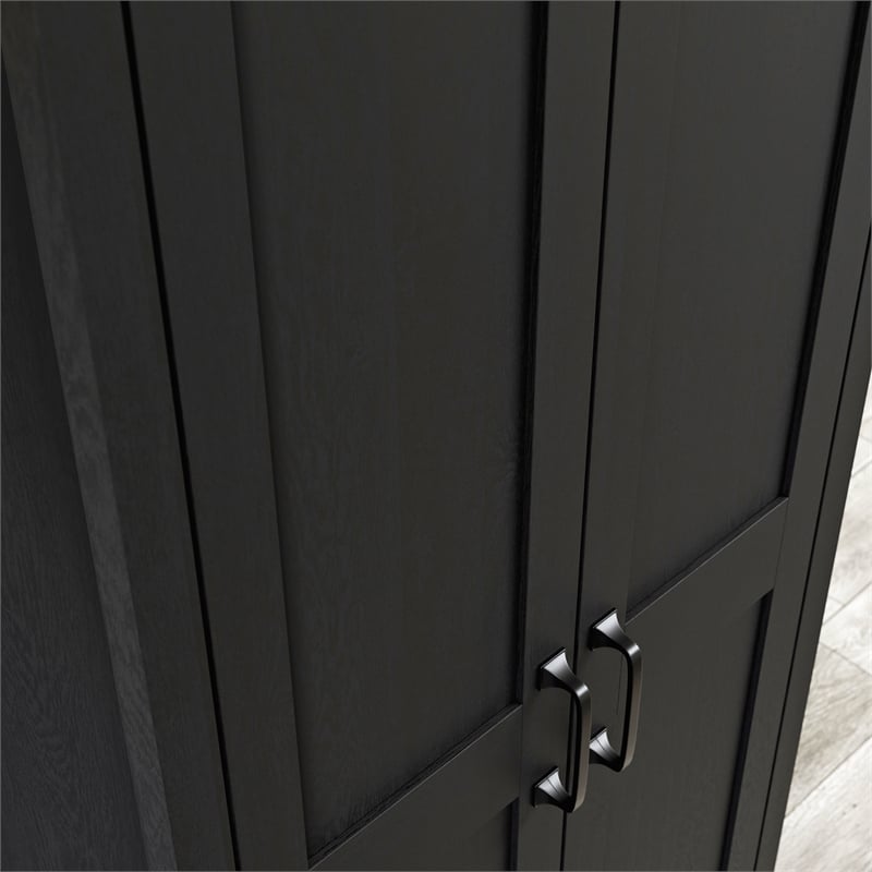 Maklaine Engineered Wood 2-Door Storage Cabinet in Raven Oak
