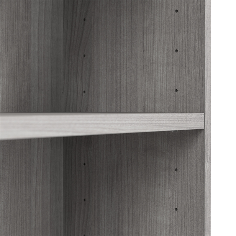 Maklaine Engineered Wood Universal Tall 5 Shelf Bookcase in Platinum Gray