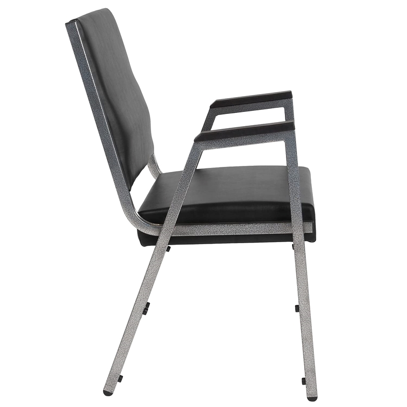 Maklaine Contemporary Faux Leather Arm Chair in Black and Silver