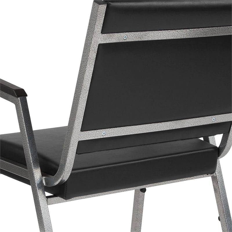 Maklaine Contemporary Faux Leather Arm Chair in Black and Silver