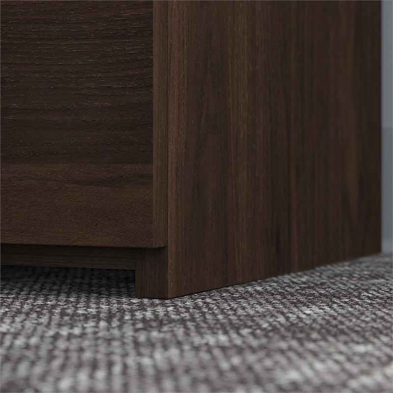 Maklaine Engineered Wood 5-Shelf Bookcase with Doors in Black Walnut