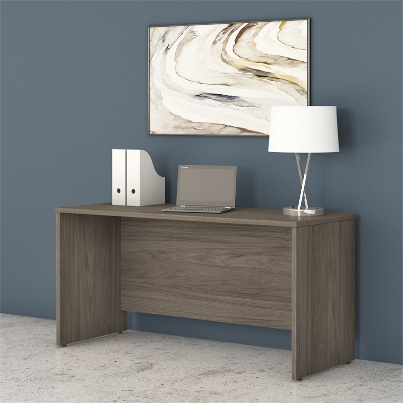 Maklaine Engineered Wood 60W x 24D Credenza Desk in Modern Hickory