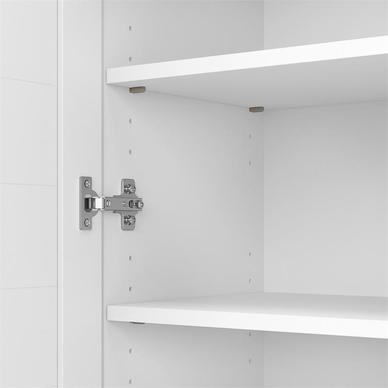 Maklaine Farmhouse Small Storage Cabinet with Doors in White & Gray