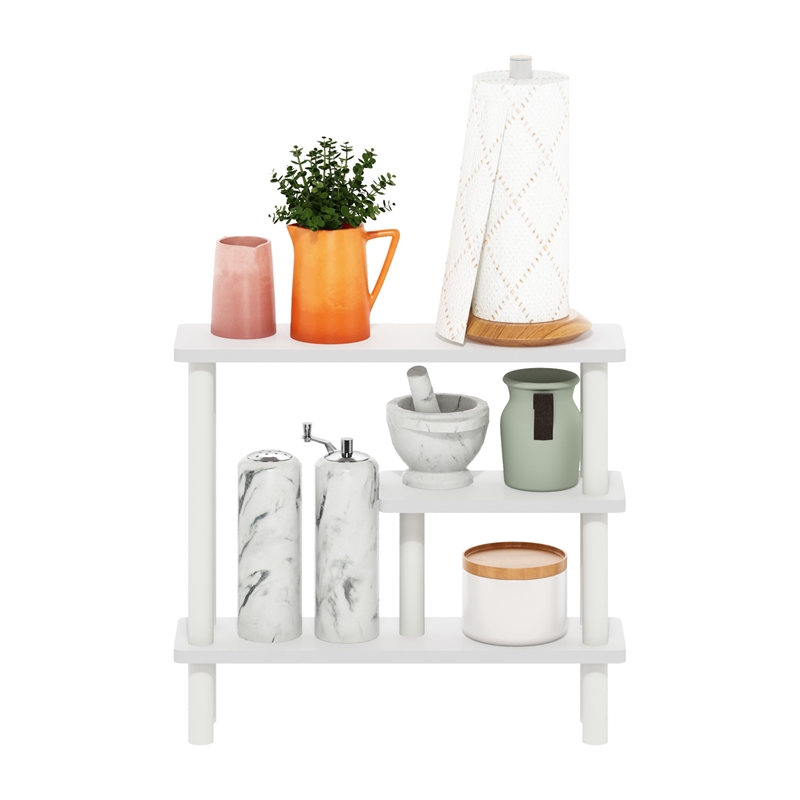 Maklaine Turn-N-Tube Slim Space Saving Storage Rack in White/White