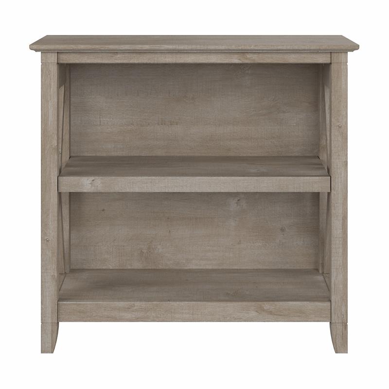 Maklaine Engineered Wood Small 2 Shelf Bookcase in Washed Gray