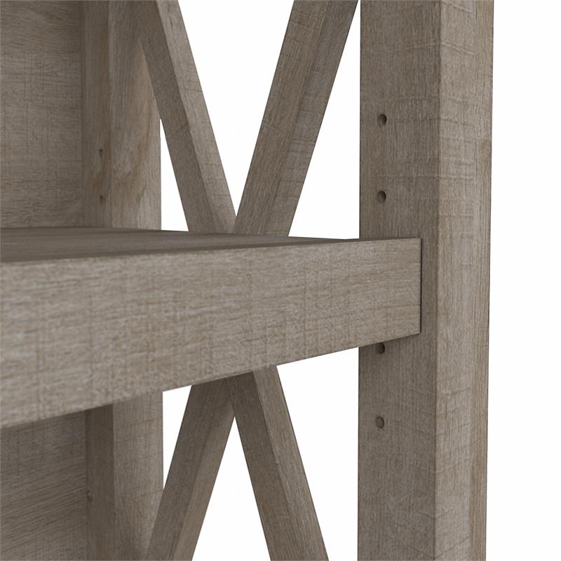 Maklaine Engineered Wood Small 2 Shelf Bookcase in Washed Gray