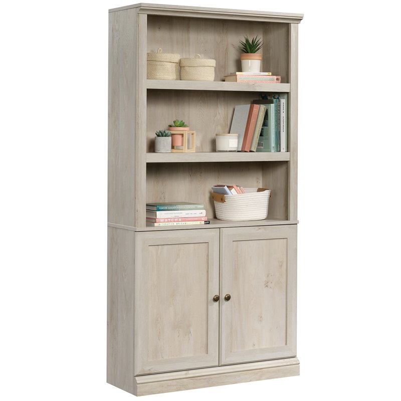 Maklaine Engineered Wood 3-Shelf Bookcase in Chalked Chestnut Finish