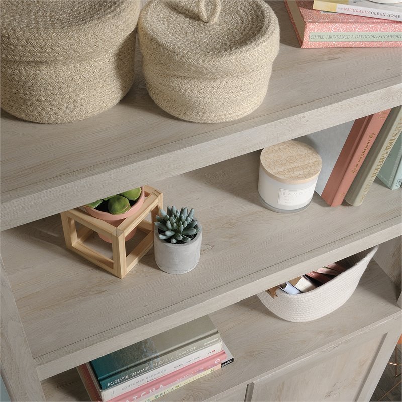 Maklaine Engineered Wood 3-Shelf Bookcase in Chalked Chestnut Finish