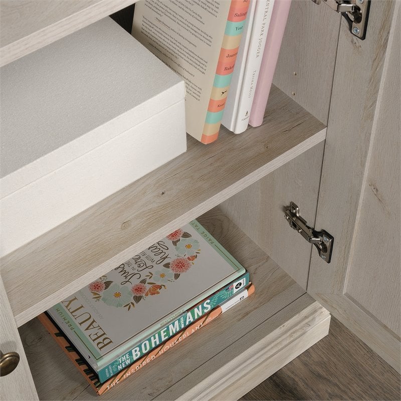 Maklaine Engineered Wood 3-Shelf Bookcase in Chalked Chestnut Finish