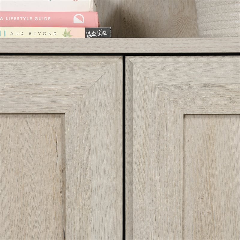 Maklaine Engineered Wood 3-Shelf Bookcase in Chalked Chestnut Finish