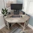 Maklaine Farmhouse Engineered Wood Small Corner Desk in Washed Gray