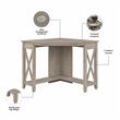 Maklaine Farmhouse Engineered Wood Small Corner Desk in Washed Gray