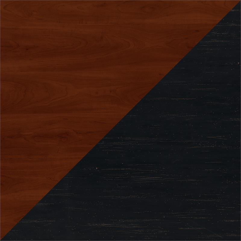 Maklaine Engineered Wood Storage Cabinet with File Drawer in Black and Cherry