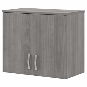 Maklaine Wood Universal Wall Cabinet with Doors and Shelves in Platinum Gray