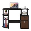 Maklaine Wood Simplistic Computer Study Desk with Bin Drawers in Espresso
