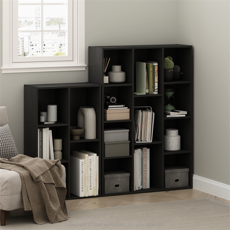 Maklaine 11-Cube Reversible Open Shelf Bookcase in Blackwood