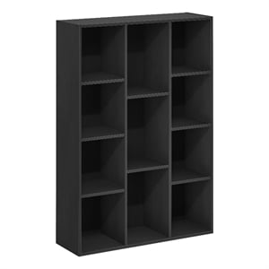 Maklaine 11-Cube Reversible Open Shelf Bookcase in Blackwood