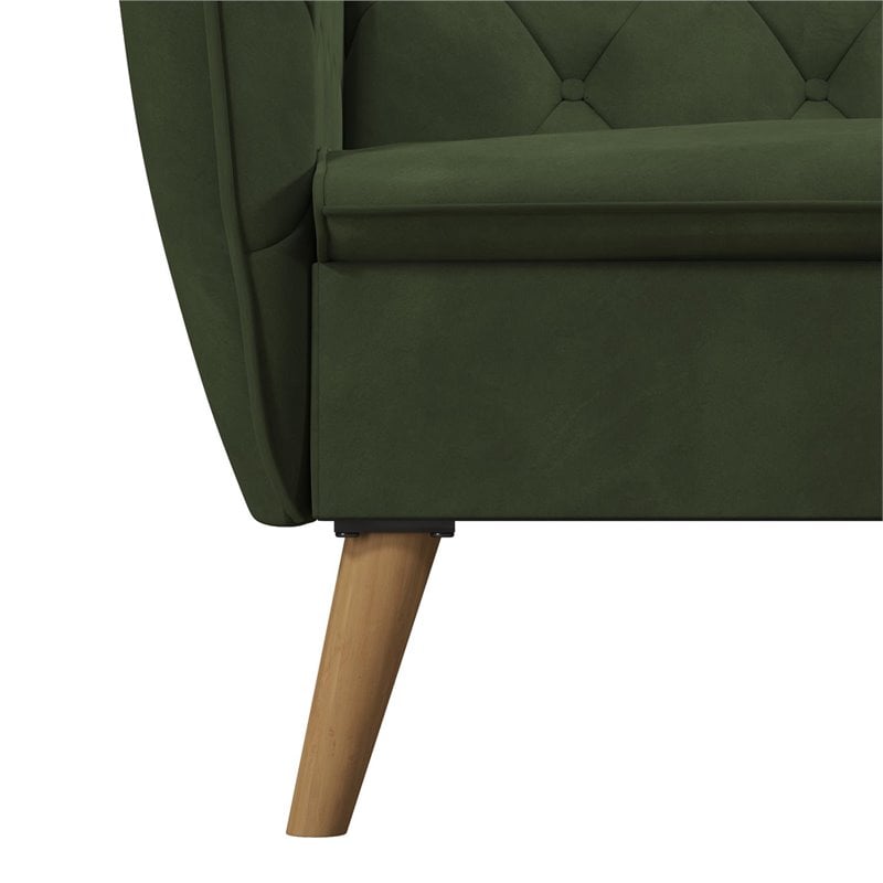 Maklaine Memory Foam Futon in Convertible Couch in Green Velvet