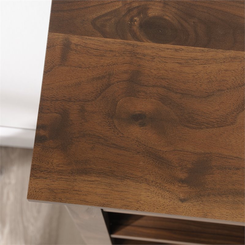 Maklaine Contemporary Engineered Wood Bookcase in Grand Walnut Finish