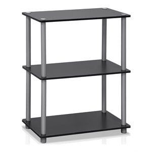 Maklaine Turn-N-Tube Wood 3-Tier Compact Shelf Display Rack in Black/Gray