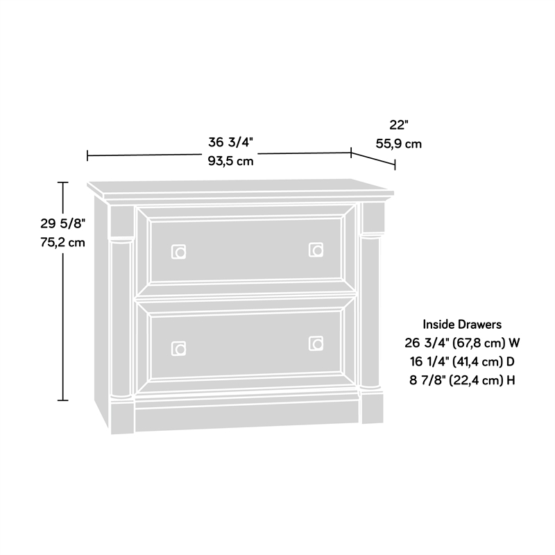 Maklaine Engineered Wood 2-Drawer Lateral File Cabinet in Split Oak