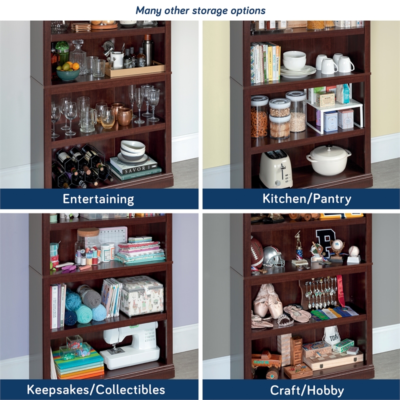 Maklaine Engineered Wood 5 Shelf Bookcase in Select Cherry Finish