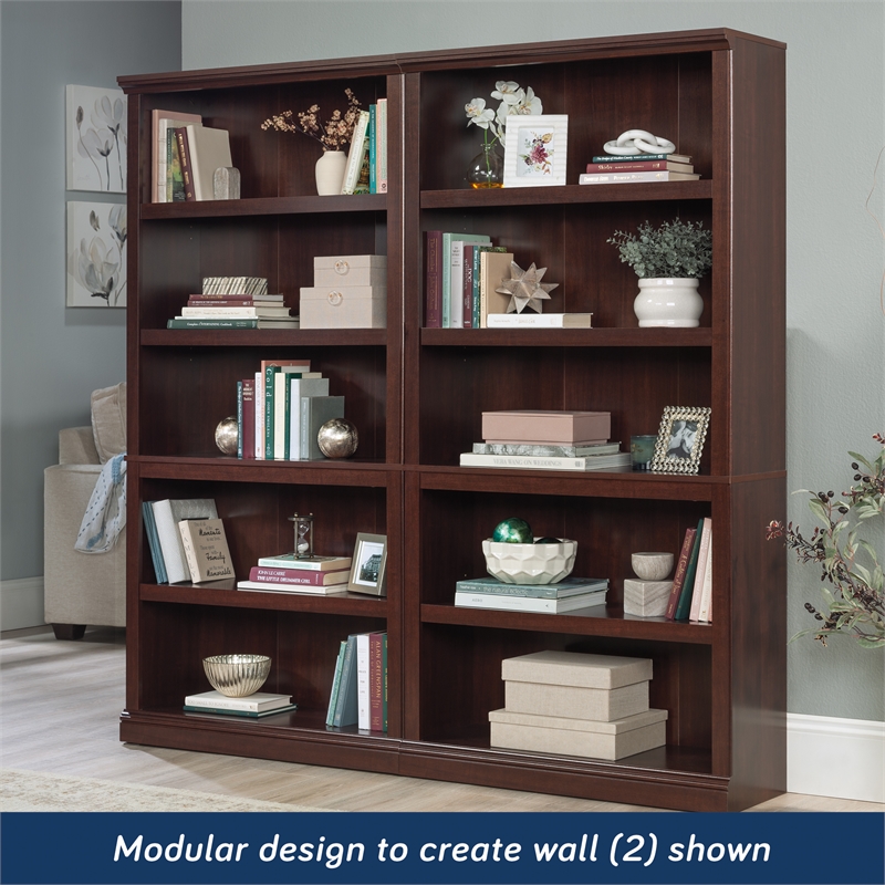 Maklaine Engineered Wood 5 Shelf Bookcase in Select Cherry Finish