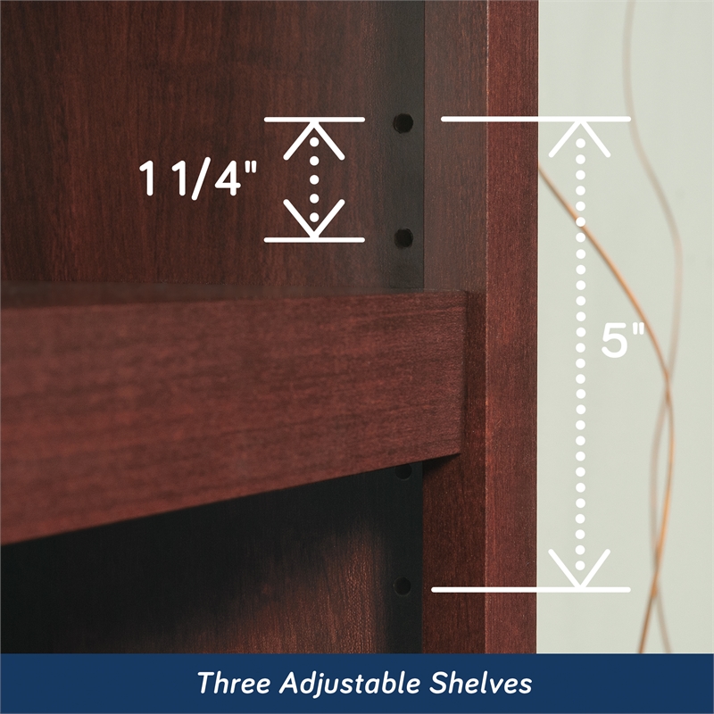 Maklaine Engineered Wood 5 Shelf Bookcase in Select Cherry Finish