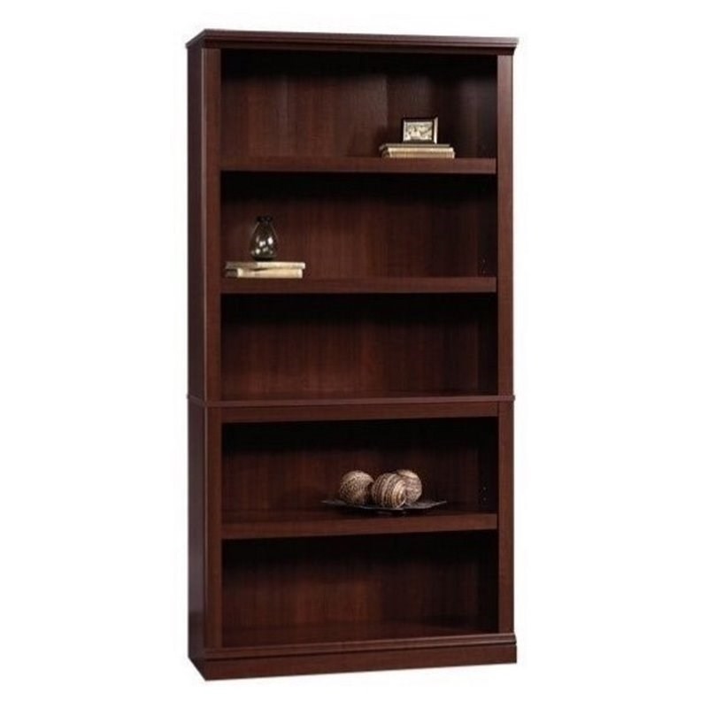 Maklaine Engineered Wood 5 Shelf Bookcase in Select Cherry Finish