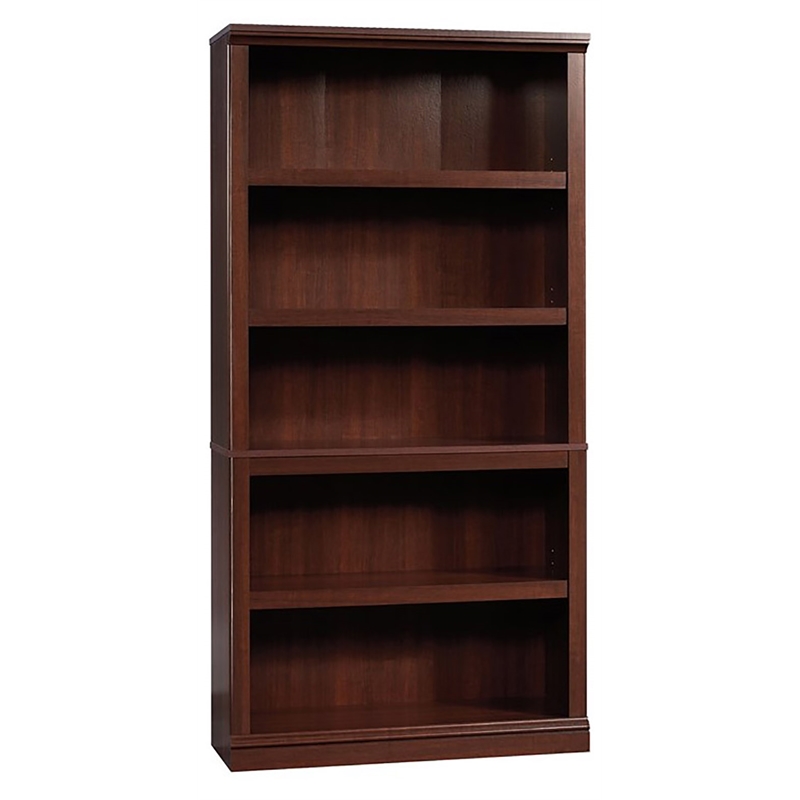 Maklaine Engineered Wood 5 Shelf Bookcase in Select Cherry Finish