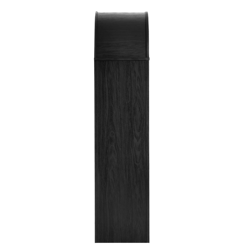 Maklaine Contemporary Arched Tall Display Cabinet in Black Oak