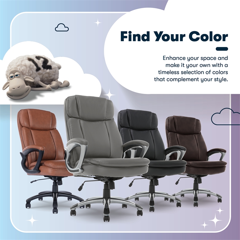 Maklaine Big and Tall Executive Office Chair Gray Bonded Leather