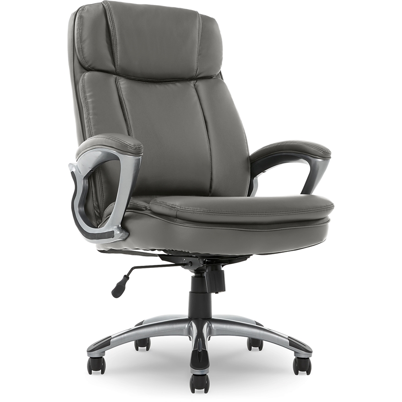 Maklaine Big and Tall Executive Office Chair Gray Bonded Leather
