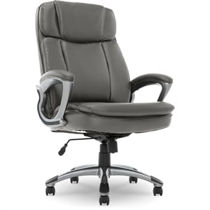 Maklaine Big and Tall Executive Office Chair Gray Bonded Leather