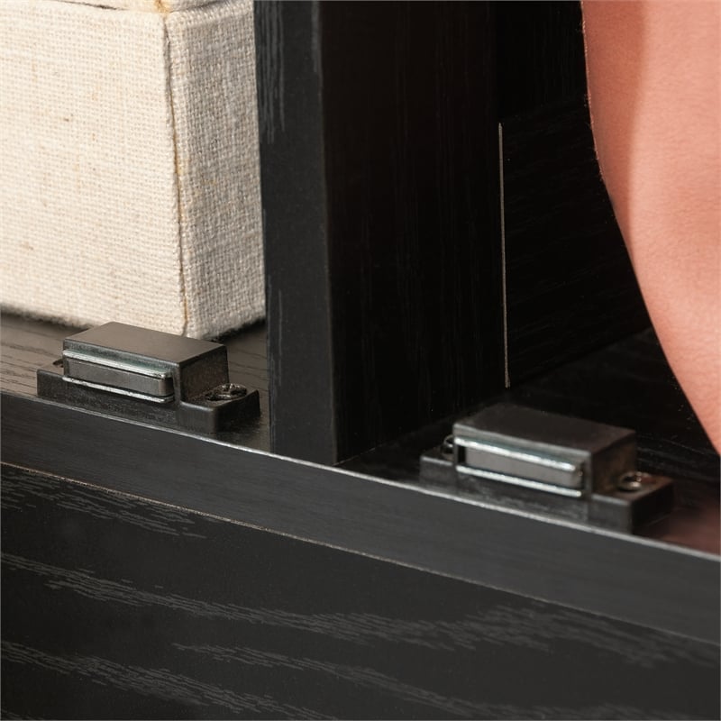 Maklaine Traditional Engineered Wood Storage Cabinet in Black Finish