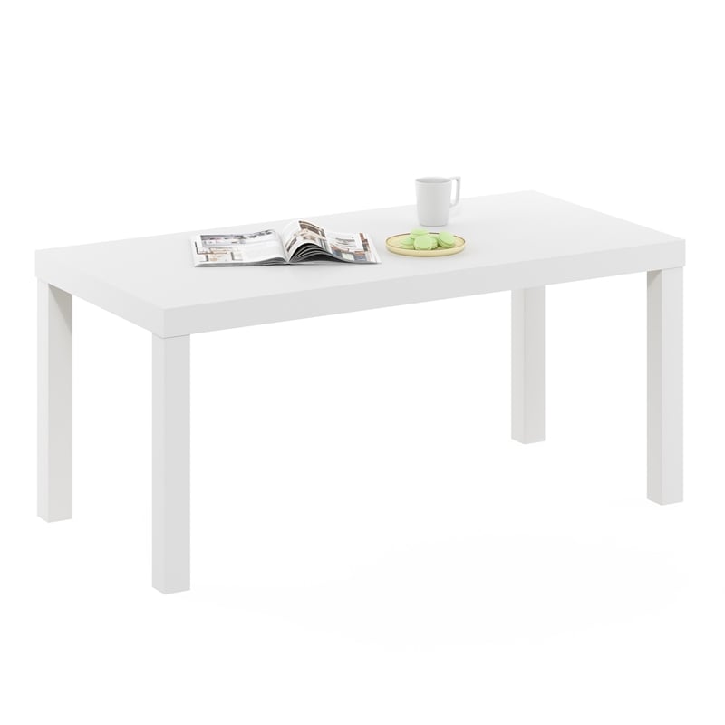 Maklaine Engineered Wood Contemporary Coffee Table for Living Room in White