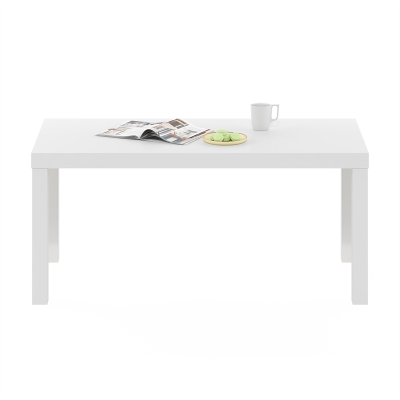 Maklaine Engineered Wood Contemporary Coffee Table for Living Room in White