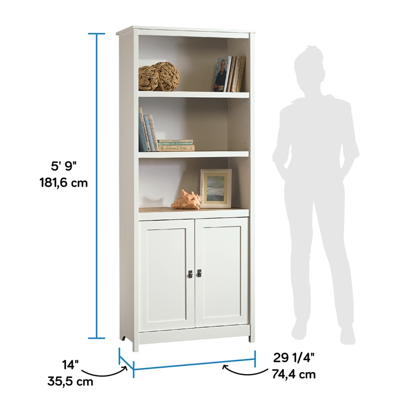 Maklaine Contemporary Engineered Wood 3-Shelf Bookcase in Soft White