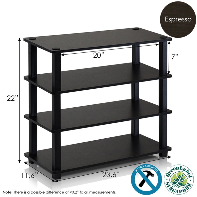 Maklaine Turn-S-Tube Engineered Wood 4-Tier Shoe Rack in Espresso/Black