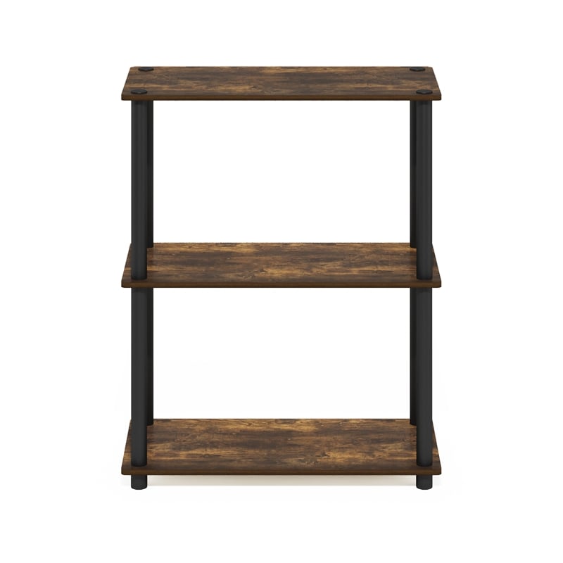 Maklaine Turn-N-Tube 3-Tier Compact Multipurpose Shelf Display Amber Pine/Black