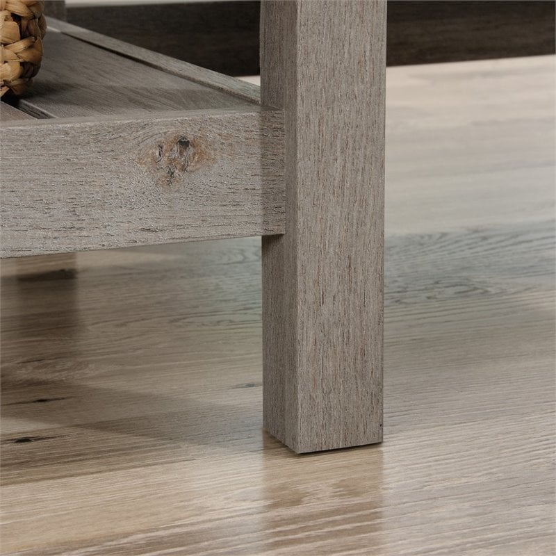 Maklaine Engineered Wood L-Shaped Computer Desk in Mystic Oak