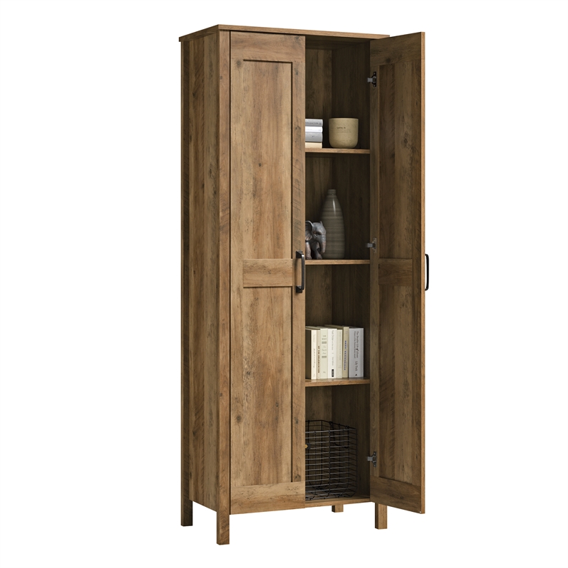 Maklaine 2 Door Engineered Wood Storage Cabinet in Rural Pine