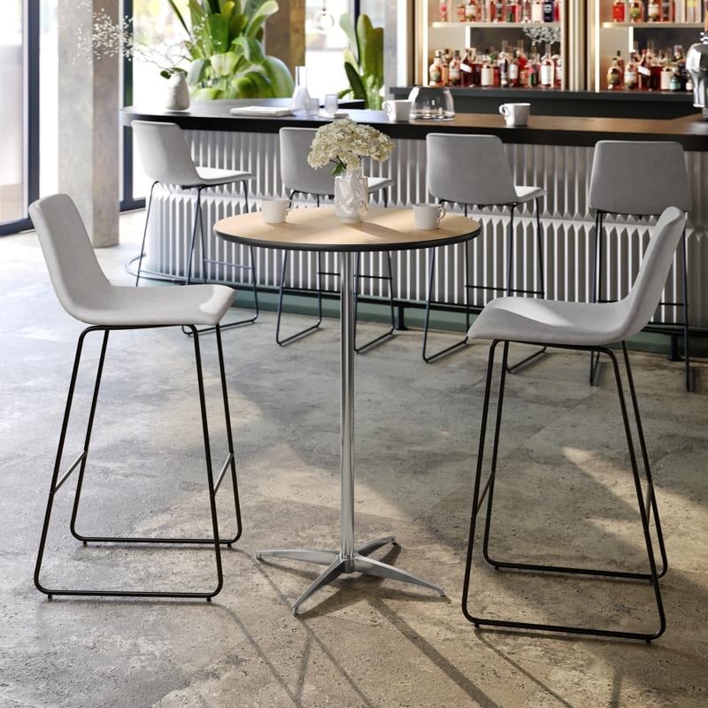 Maklaine Elegant Modern Transitional Round Wood Cocktail Table